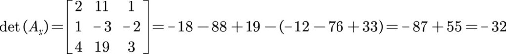 Calculating the determinant of the modified y matrix